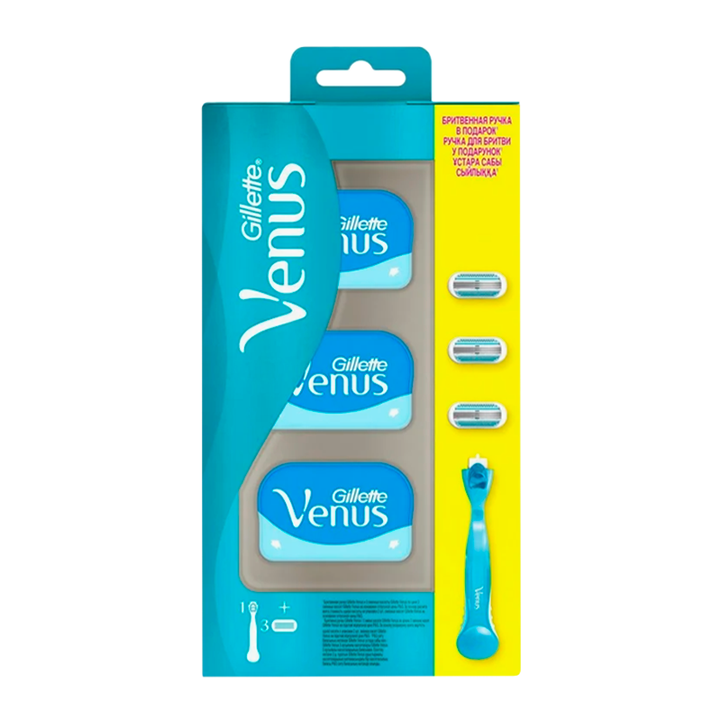 Бритва Gillette VENUS 3 лезвия 3 кассеты прорезиненная ручка плавающая головка (1/6)
