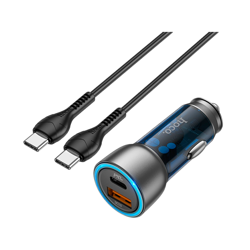 Автомобильное З/У HOCO NZ8 1USB/Type-C 25W QC3.0 синий (1/13/130)