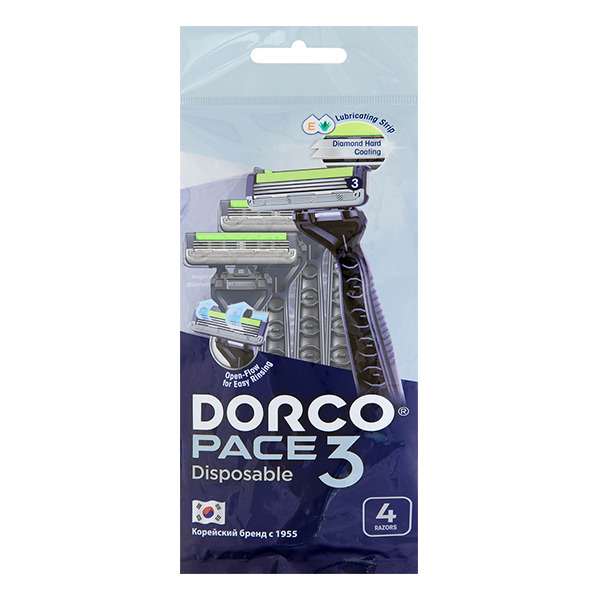 Бритва DORCO PACE3 3 лезвия пластиковая ручка 3+1шт. (1/12)