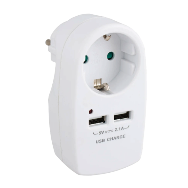 Разветвитель Старт SA 1р.С/З 16A 2USB с защитой от детей белый (1/10/60)