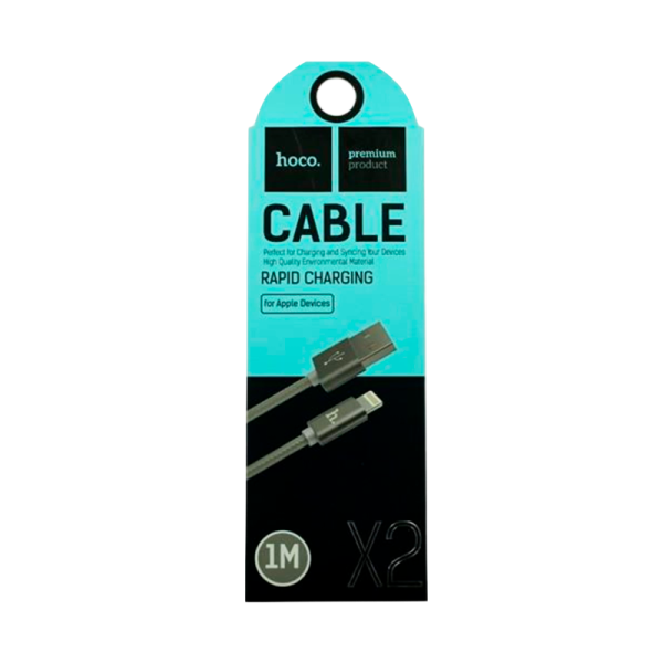 Кабель HOCO X2 USB (m)-Lightning (m) 1.0м 2.1A нейлон серый (1/30/300)