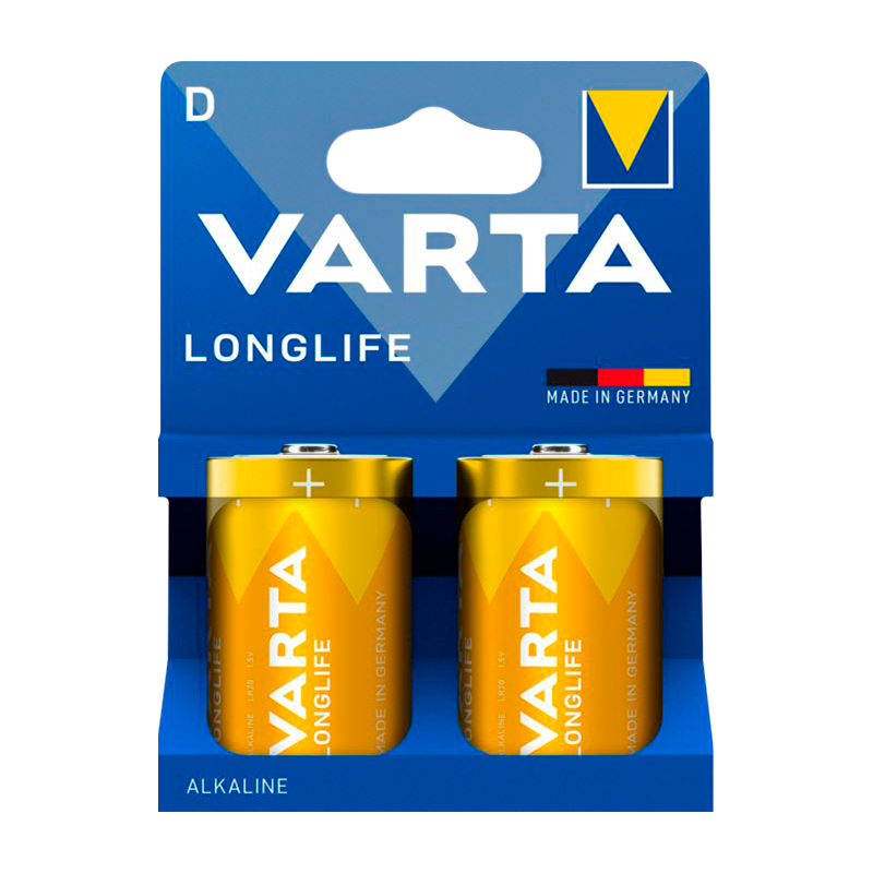 Батарейка Varta LONGLIFE LR20 D BL2 Alkaline 1.5V (4120) (2/20/100)