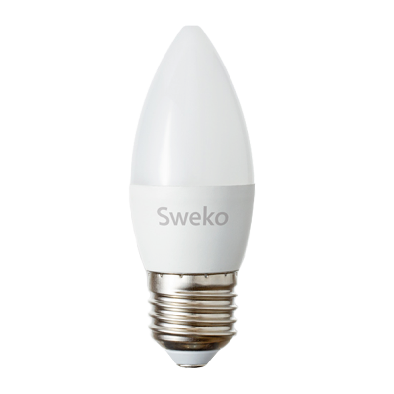 Лампа светодиодная Sweko C35 E27 5W 4000К 230V свеча (1/5/100)