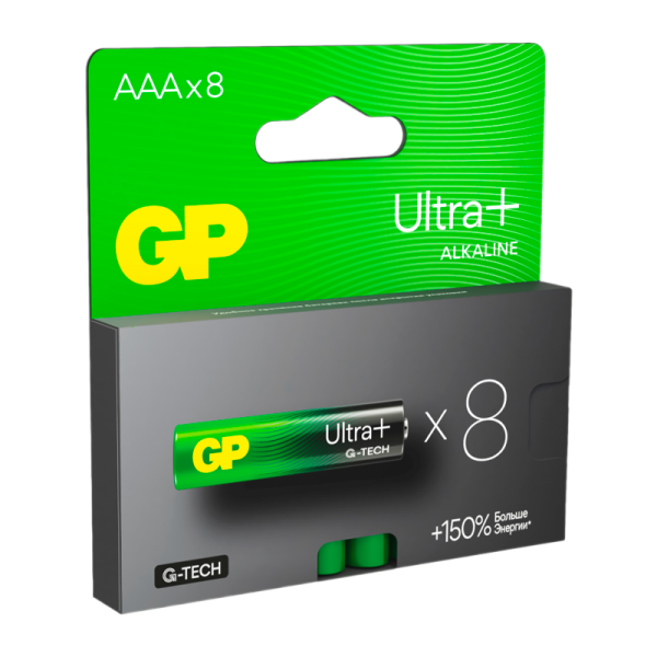Батарейка GP ULTRA PLUS G-tech LR03 AAA BL8 Alkaline 1.5V (8/96/768)