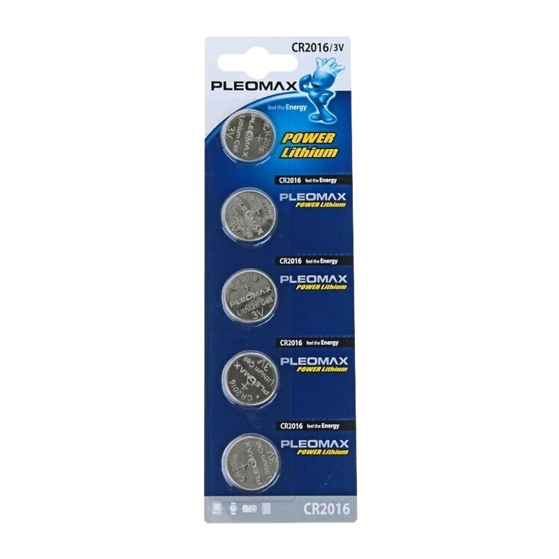 Батарейка Pleomax CR2016 BL5 Lithium 3V (5/100/2000/54000)