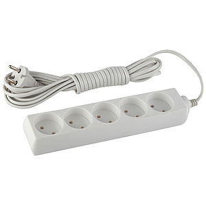 Удлинитель ЭРА UX 5р.Б/З 6A 3.0м белый (1/20)