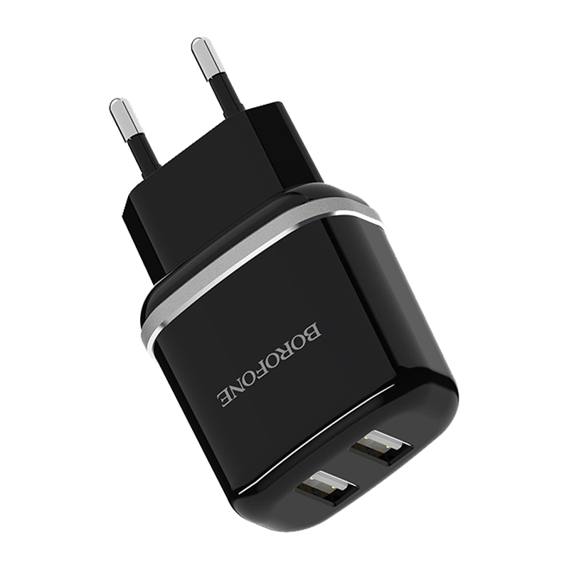 Сетевое З/У Borofone BA25A 2USB 2.1A черный (1/65/260)