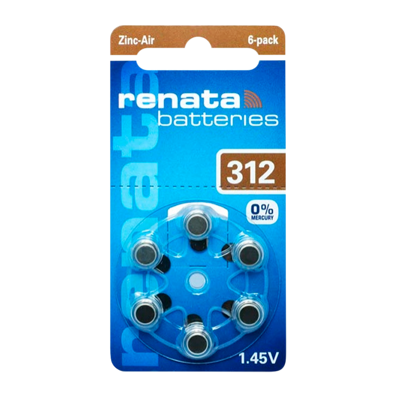 Батарейка Renata ZA312 BL6 Zinc Air 1.45V (6/60/300/3000)