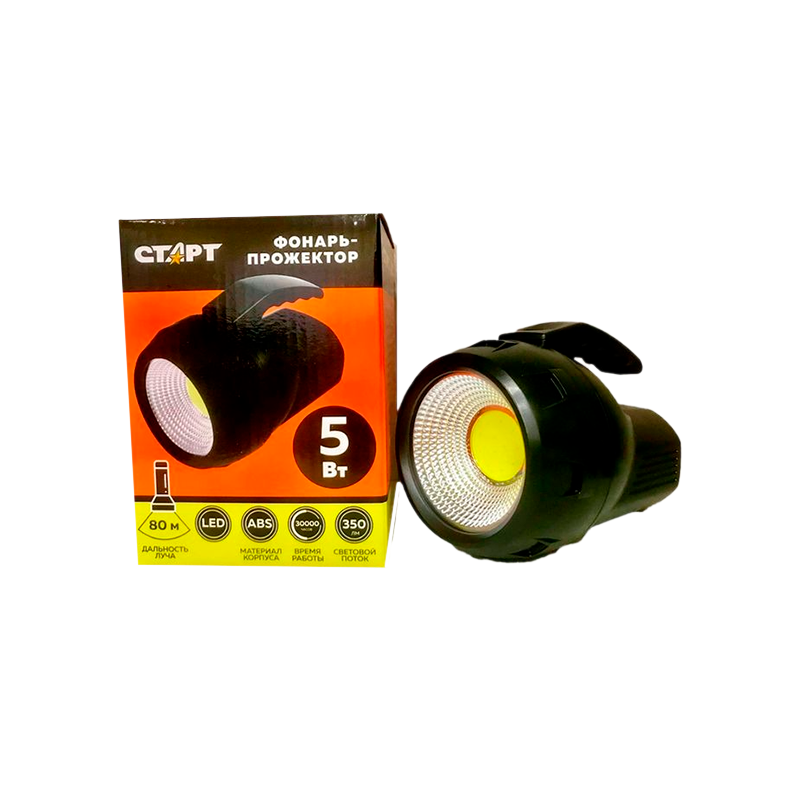 Фонарь прожектор Старт LHE 212-B1 5W от батареек 4хАА черный (1/40)
