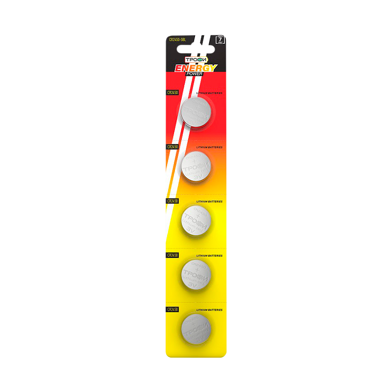 Батарейка Трофи CR2450 BL5 Lithium 3V (5/100/1000)