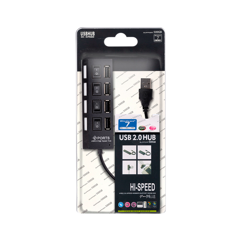 USB-Хаб Smartbuy 7204 4USB с выключателем черный