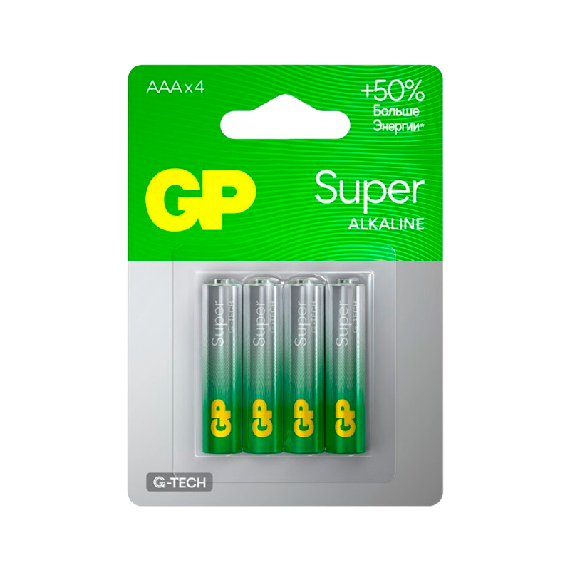 Батарейка GP Super G-Tech LR03 AAA BL4 Alkaline 1.5V (4/40/160) R