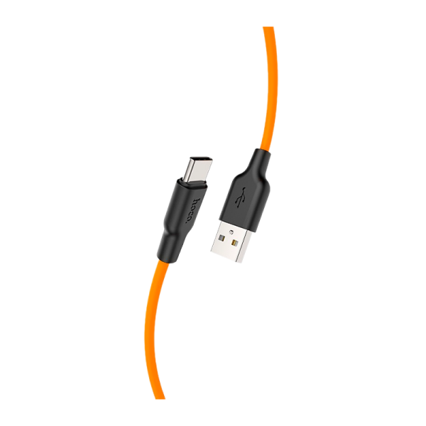 Кабель HOCO X21 Plus USB (m)-Type-C (m) 1.0м 3.0A силикон черный оранжевый (1/28/168)