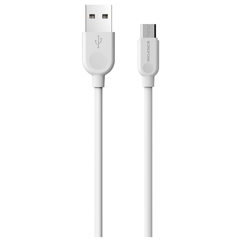 Кабель Borofone BX14 USB (m)-microUSB (m) 3.0м 2.4A ПВХ белый (1/360)