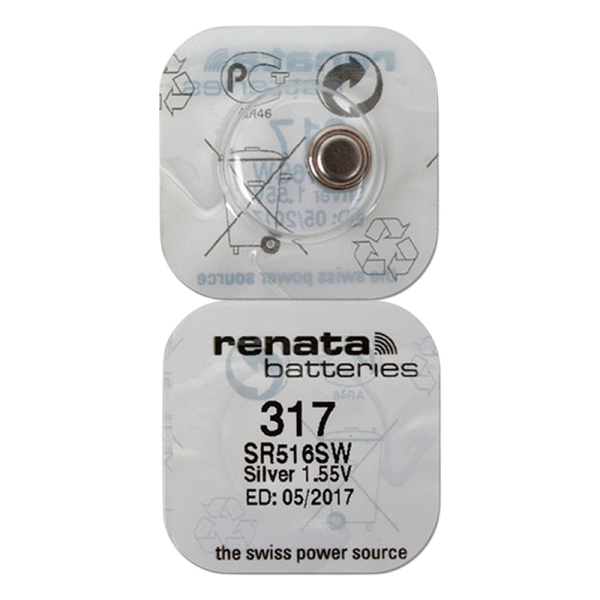 *Батарейка Renata 317 (SR516SW) Silver Oxide 1.55V (10/100) 