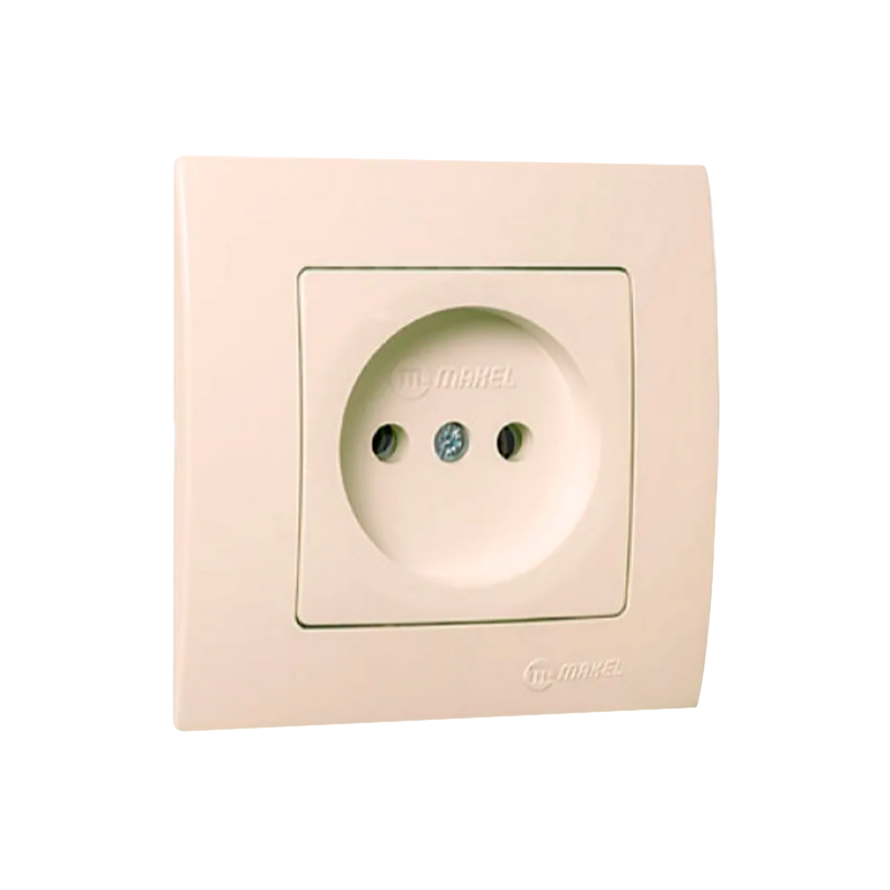 Розетка Makel Lillium Natural 1гн. 16A С/З кремовый 55228 (1/12)