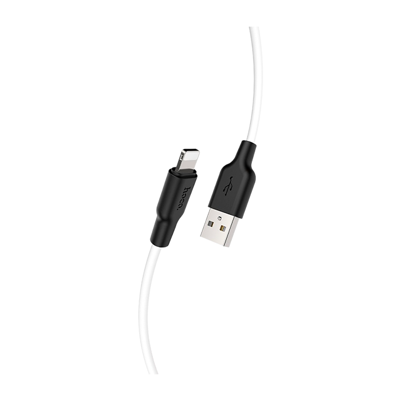Кабель HOCO X21 Plus USB (m)-Lightning (m) 2.0м 2.4A силикон черный белый (1/28/168)