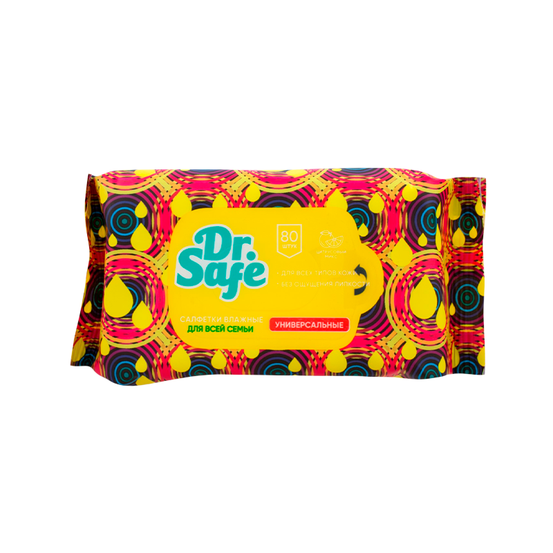 Салфетка Dr.Safe для рук фруктовый микс 80шт.