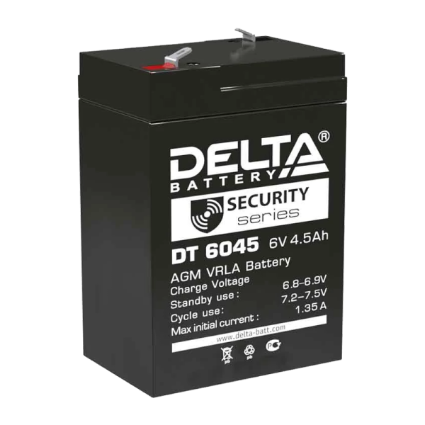 Аккумулятор свинцово-кислотный Delta DT 6045 6V 4.5Ah (1/20/720)