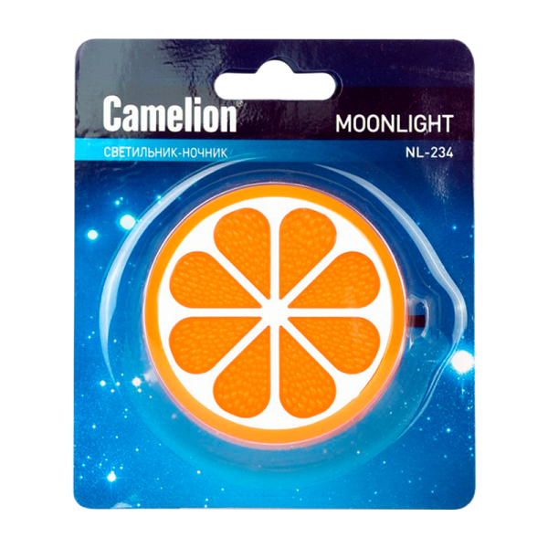Ночник Camelion NL-234 "Апельсин" 1LED 0.5W 4.5V в розетку оранжевый (1/24/72)