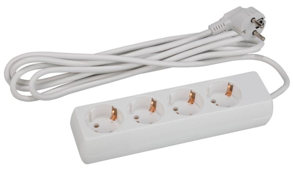 Удлинитель ЭРА U 4р.С/З 16A 5.0м белый