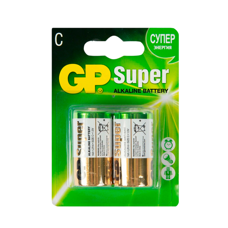 Батарейка GP Super LR14 C BL2 Alkaline 1.5V (2/20/160) R