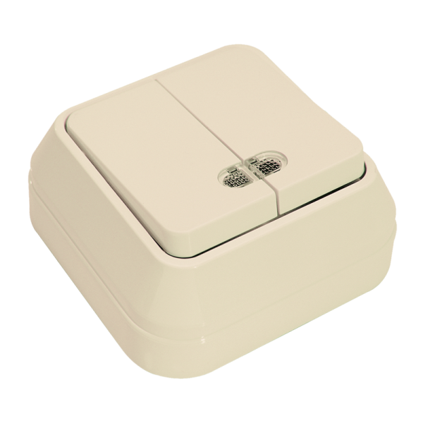 Выключатель Makel Light Siva Ustu 2-клав.10A пластик накладной кремовый 45223 (1/10)