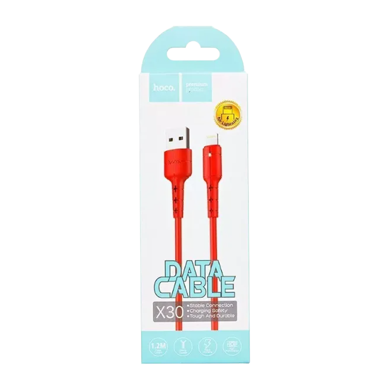Кабель HOCO X30 USB (m)-Lightning (m) 1.2м 2.0A TPE красный (1/30/300)