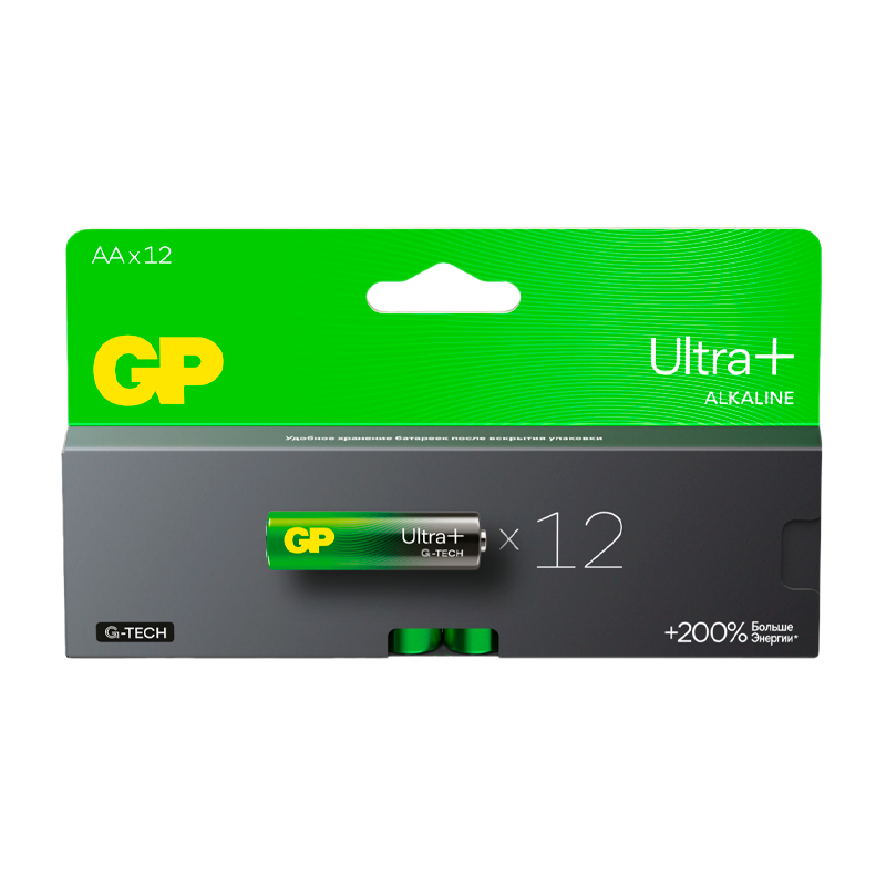 Батарейка GP ULTRA PLUS G-tech LR6 AA BL12 Alkaline 1.5V (12/96/768)