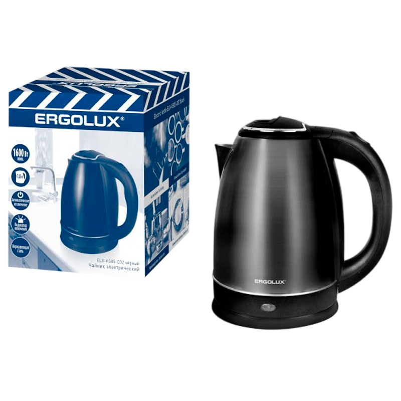 Электрочайник Ergolux ELX-KS05-C02 1600W 1.8л черный