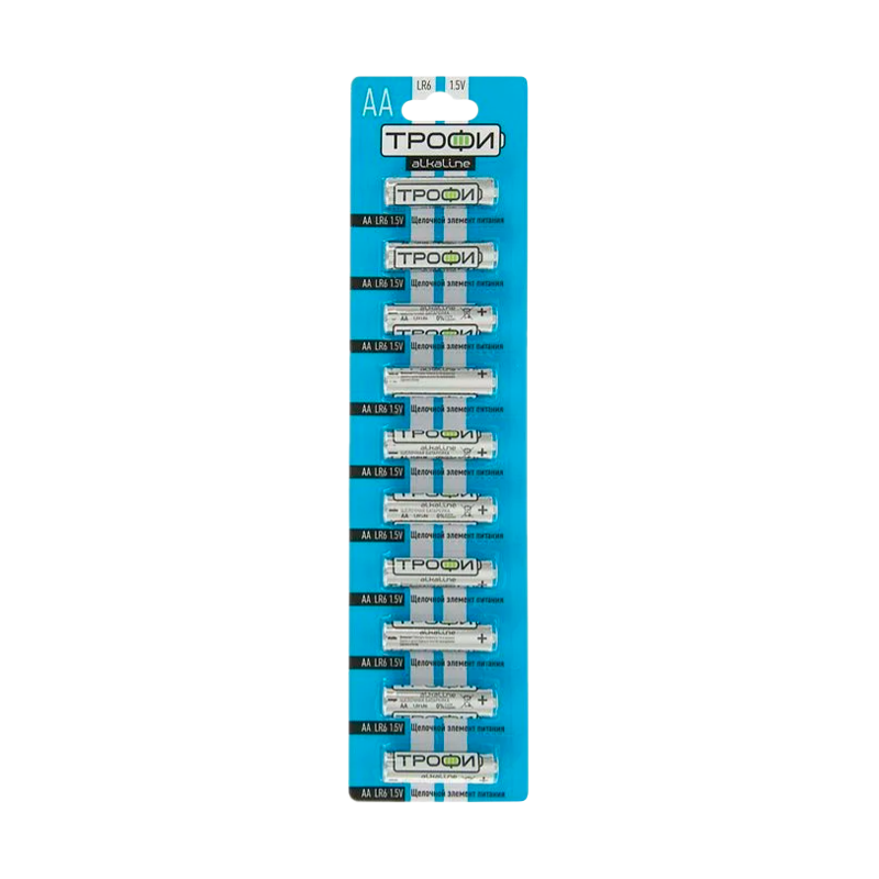 Батарейка Трофи LR6 AA BL10 Alkaline 1.5V отрывные (10/100/1000/20000)