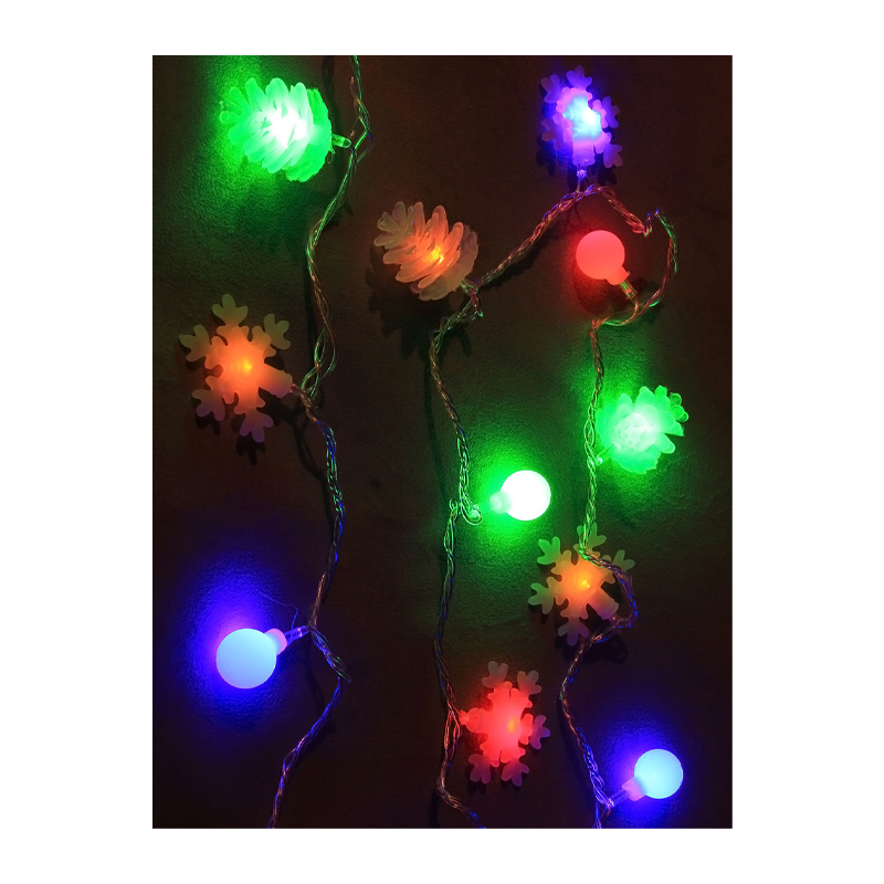 *Гирлянда Космос "Новогодние игрушки" 30LED 4.4м микс нить 8 режимов матовые насадки ассорти (1/50) 