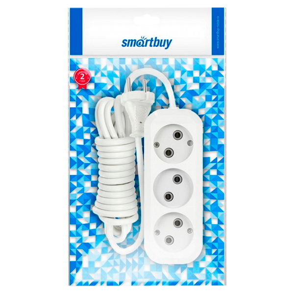 Удлинитель Smartbuy 3р.Б/З 10A 1.5м белый (1/50)