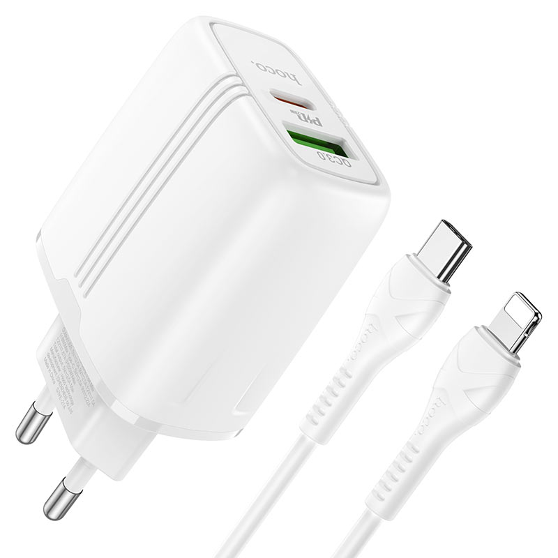 Сетевое З/У HOCO N11 1USB/Type-C 3.0A 20W PD3.0 белый (1/12/120)