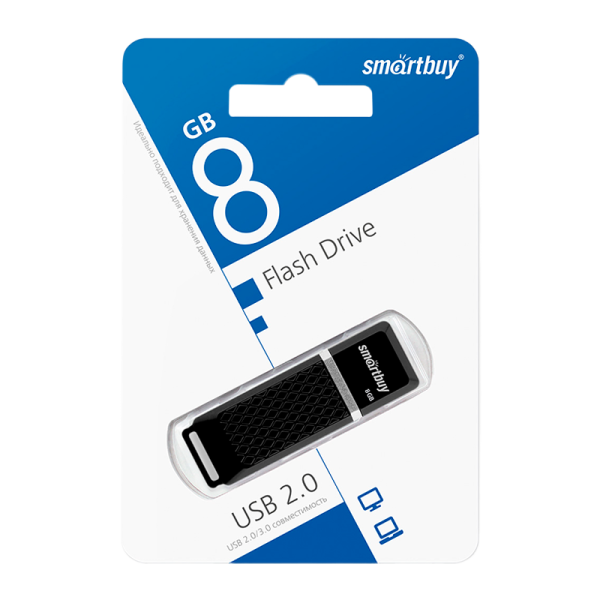 Флеш-накопитель Smartbuy Quartz 8GB USB2.0 пластик черный