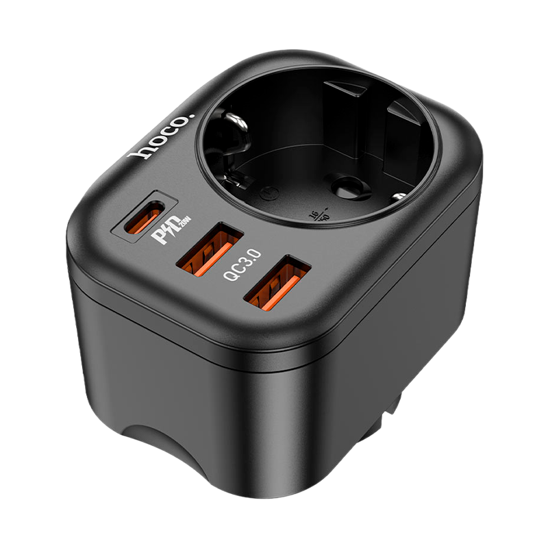 Разветвитель HOCO NS3 1р.С/З 16A 3USB черный (1/84)