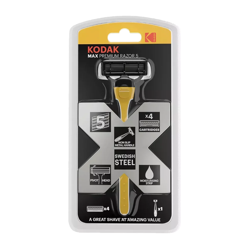 Бритва Kodak MAX Premium Razor 5 лезвий 4 кассеты плавающая головка (1/12/48)