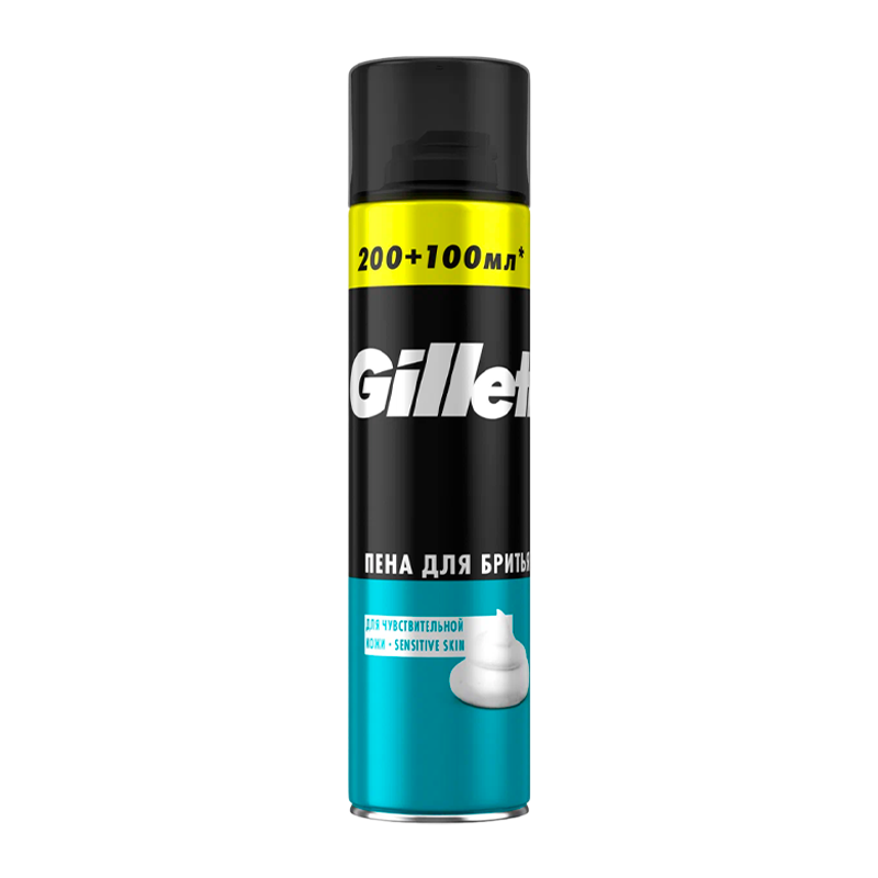 Пена для бритья Gillette для чувствительной кожи 200+100мл (1/6)
