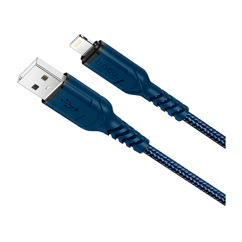 Кабель HOCO X59 USB (m)-Lightning (m) 1.0м 2.4A нейлон синий (1/30/300)