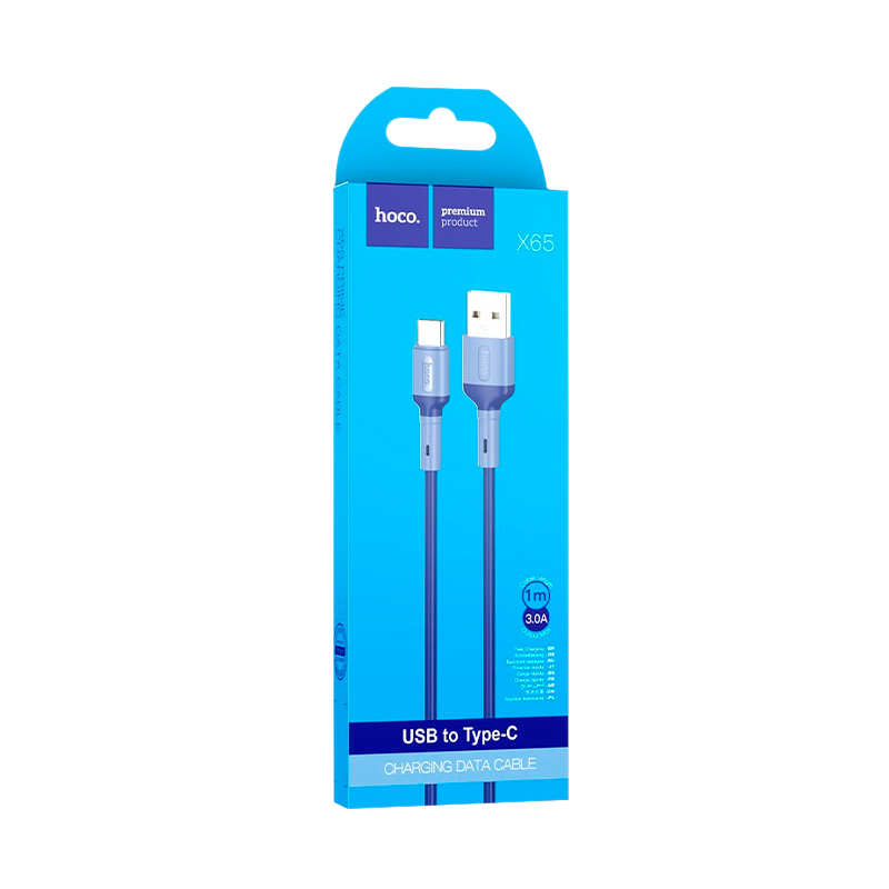 Кабель HOCO X65 USB (m)-Type-C (m) 1.0м 3.0A TPE синий (1/31/310)