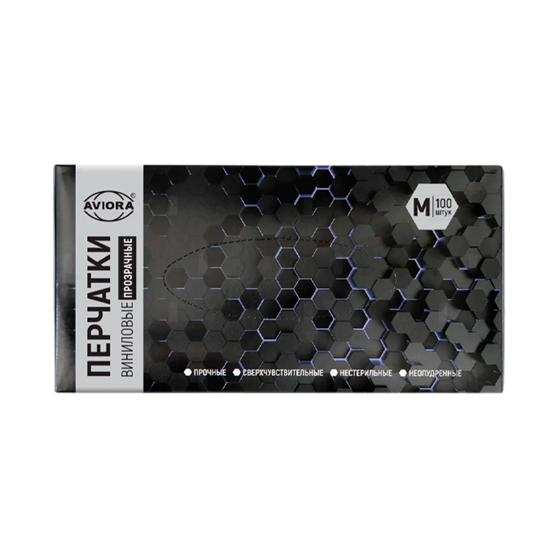 Перчатки Aviora M винил неопудренные 100шт. (1/10)