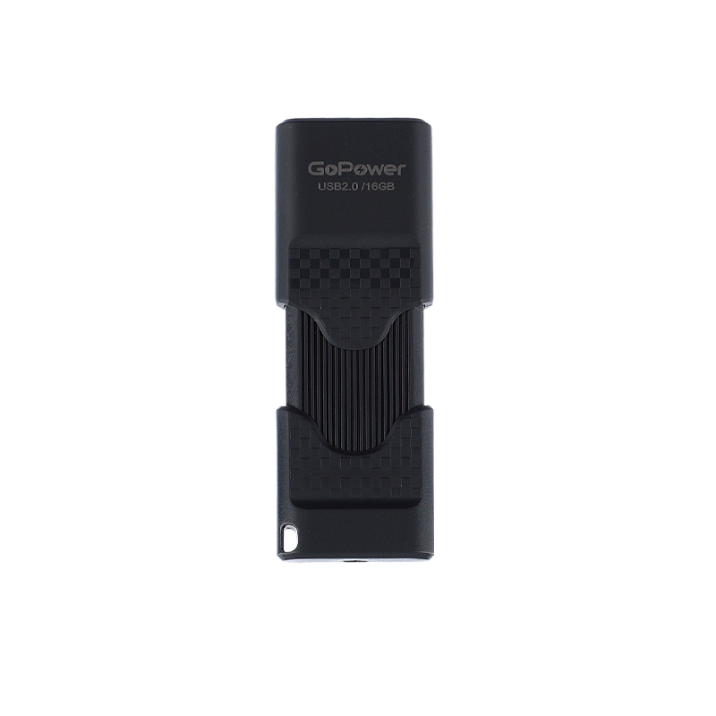 Флеш-накопитель GoPower SLIDER 16GB USB2.0 пластик черный матовый (1/50/1000)