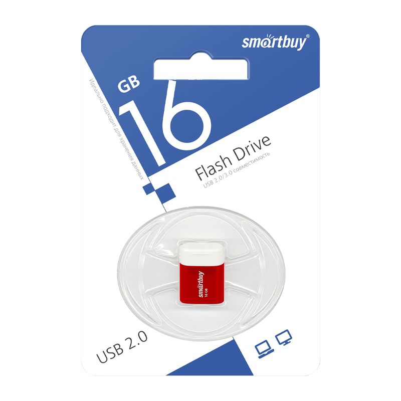 Флеш-накопитель Smartbuy Lara 16GB USB2.0 пластик красный