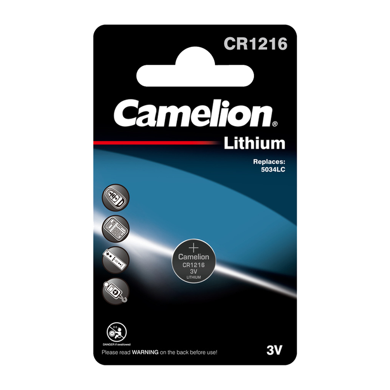 Батарейка Camelion CR1216 BL1 Lithium 3V (1/10/1800)