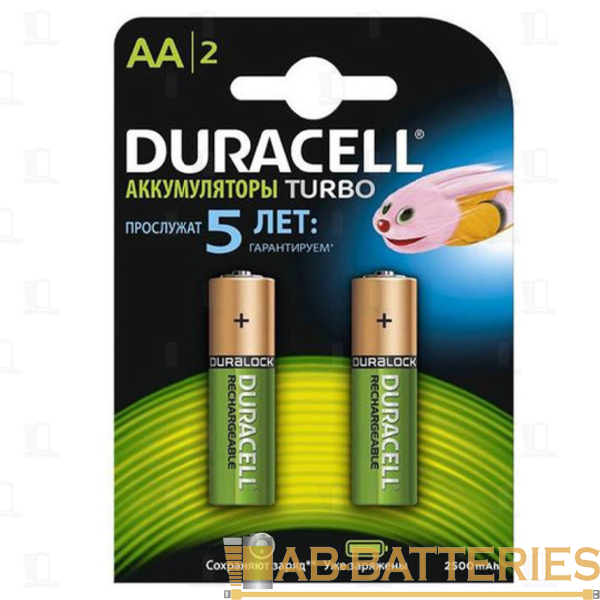 Аккумулятор предзаряженный RTU Duracell HR6 AA BL2 NI-MH 2400/2500mAh (2/20/12000) 