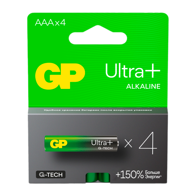 Батарейка GP ULTRA PLUS G-tech LR03 AAA BL4 Alkaline 1.5V (4/40/320) R