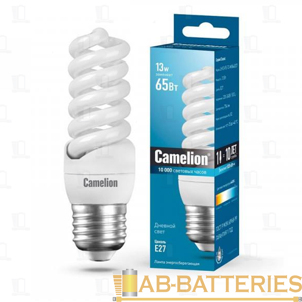 Лампа энергосберегающая Camelion M E14 13W 6400К 220V спираль