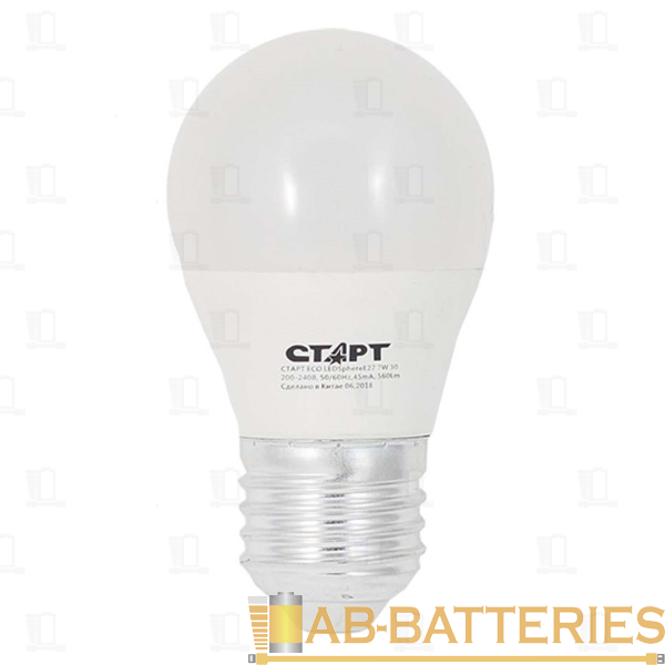 Лампа светодиодная Старт E27 7W 4000К 220-240V шар Eco матовая (1/10/100)