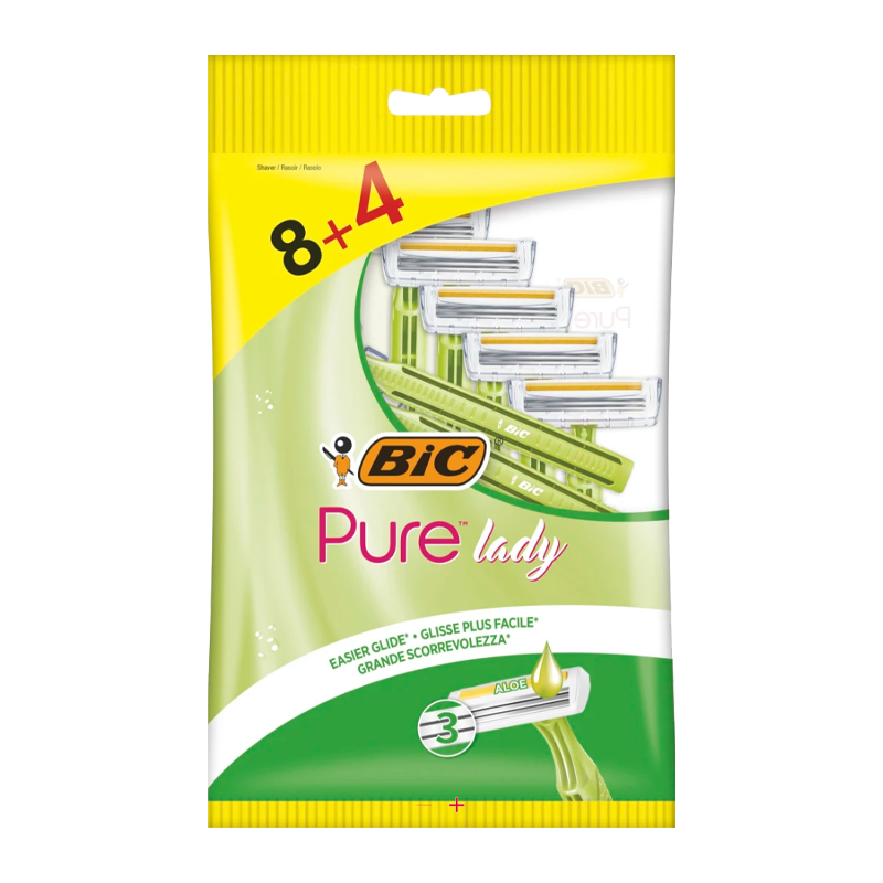 Бритва BIC "Pure 3 Lady" 3 лезвия пластиковая ручка 8+4шт. (1/20)
