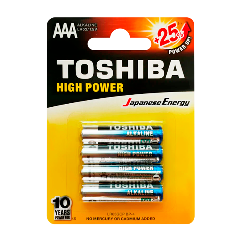 Батарейка Toshiba LR03 AAA BL4 Alkaline 1.5V (4/48/192)